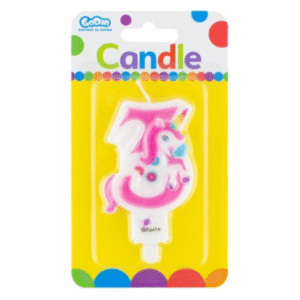 świeczka cyfra 3 jednorożec