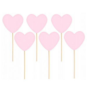 Pikery różowe serca 6szt