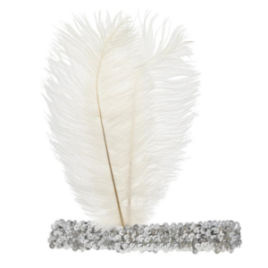 Opaska z piórem Retro, biała