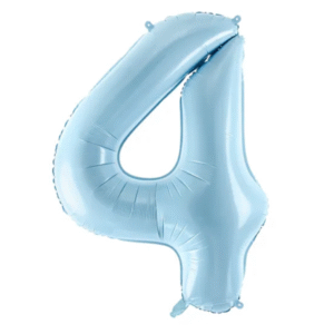 Balon Foliowy Cyfra  4, kolor jasny niebieski, 86 cm
