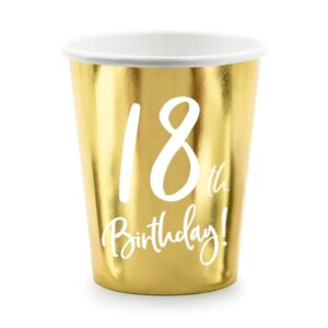 Kubki papierowe złote 18th Birthday!
