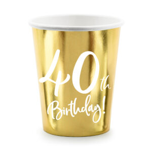 Kubki papierowe złote 40th Birthday!