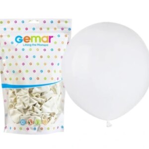Balony Gemar Pastelowe Białe – 19″ 25 szt.