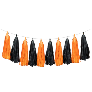 Girlanda frędzle halloween pomarańczowo-czarna